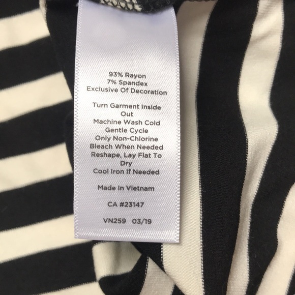 NWT Talbots black & cream striped petite tee with ribbon tie. Sz MP - Picture 4 of 4